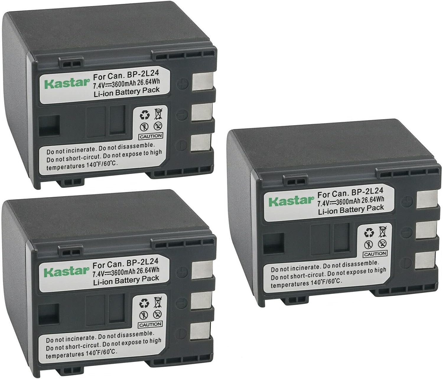 Kastar 3-Pack NB-2L24 Battery for Canon Cameras - High Capacity