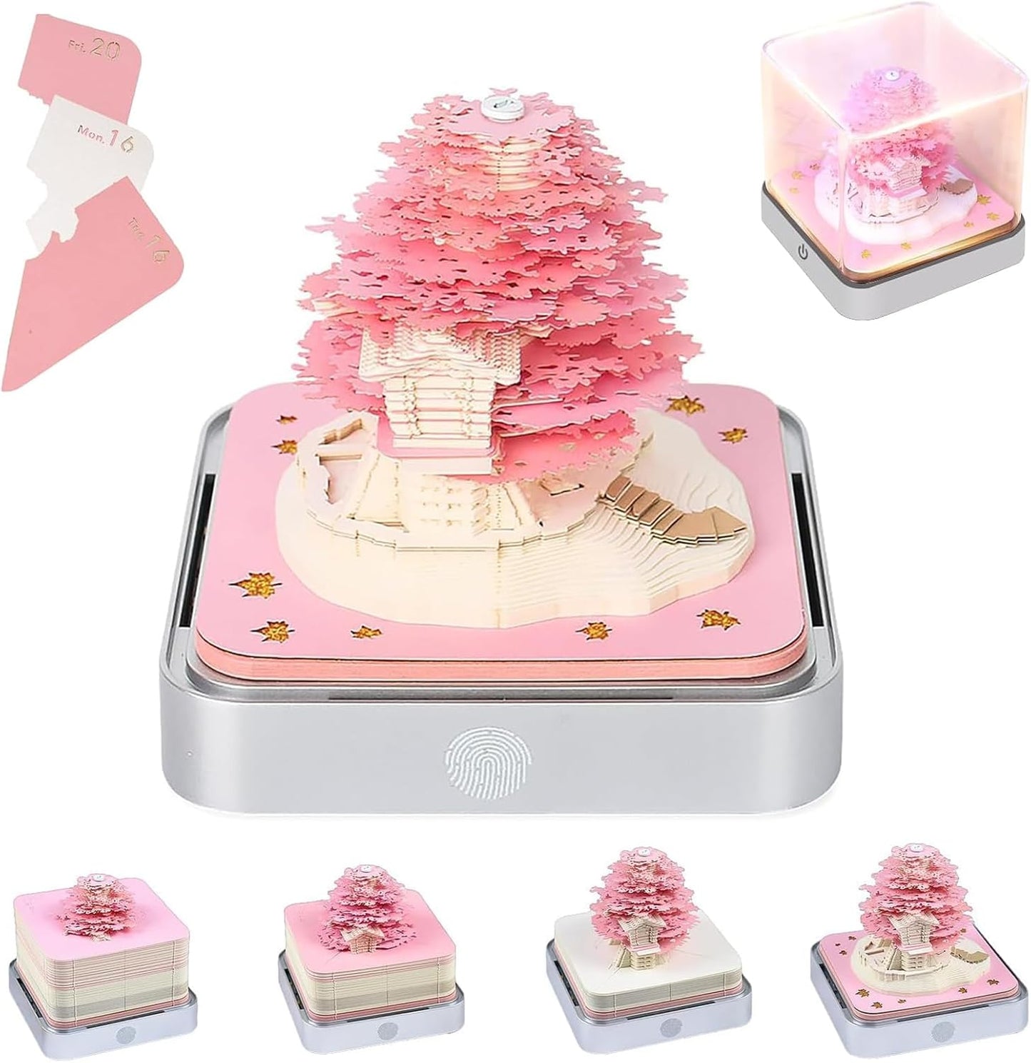3D Calendar 2026 Desk Time Piece with LED Lights for Home Decor