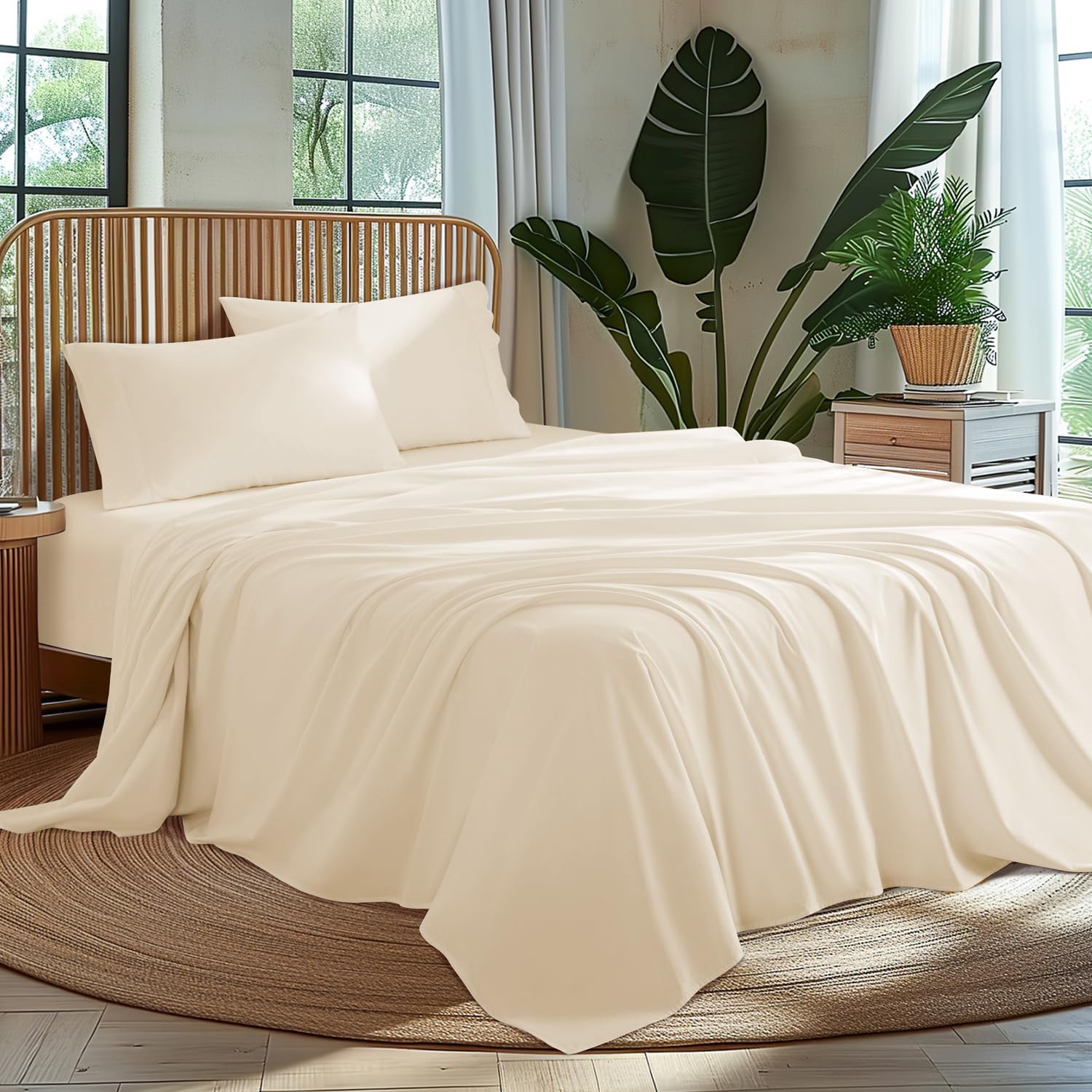 100% Cotton King Size Sheets Set - Luxury 1000 Thread Count