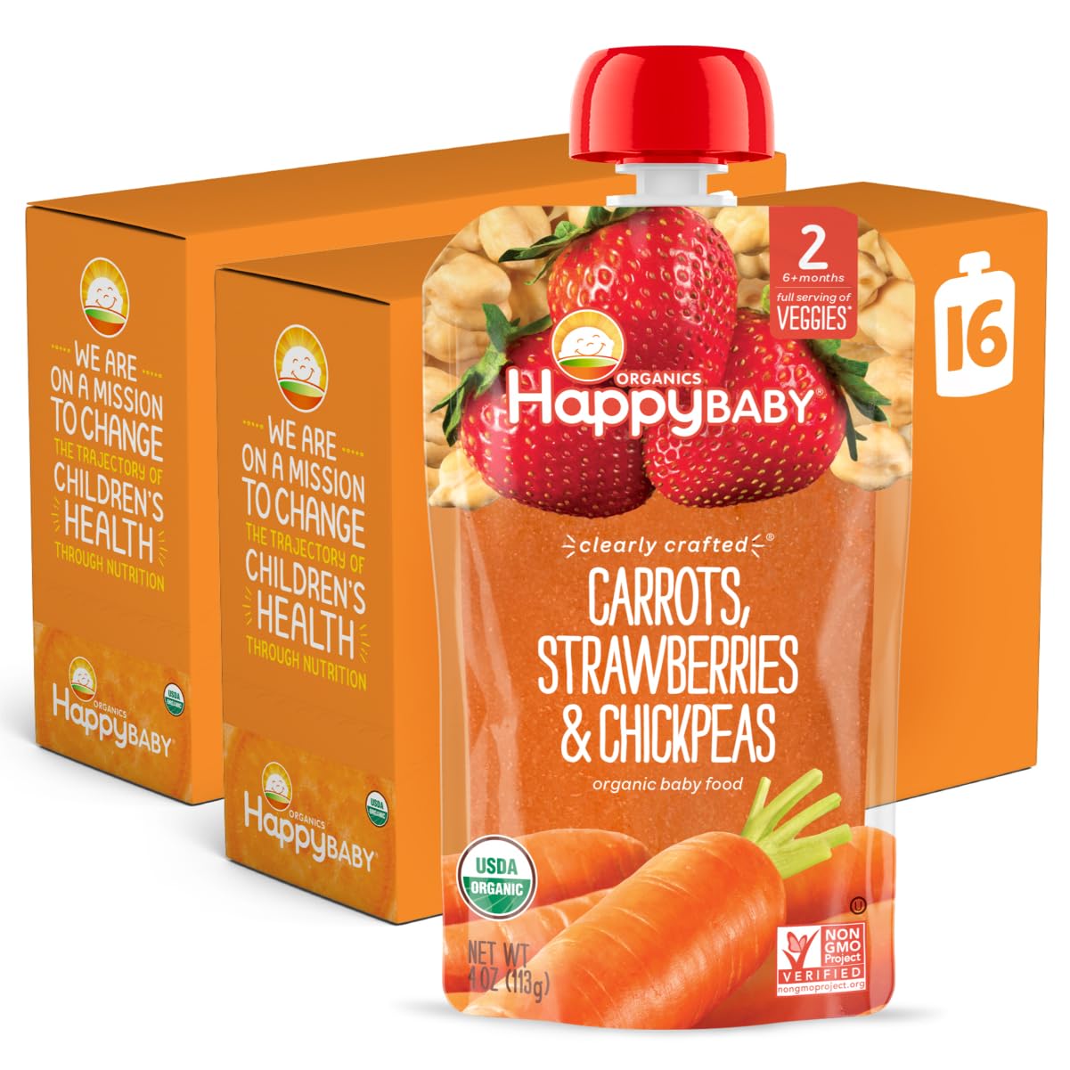 Happy Baby Organics Clearly Crafted Stage 2 Baby Food Pouch 4 Oz