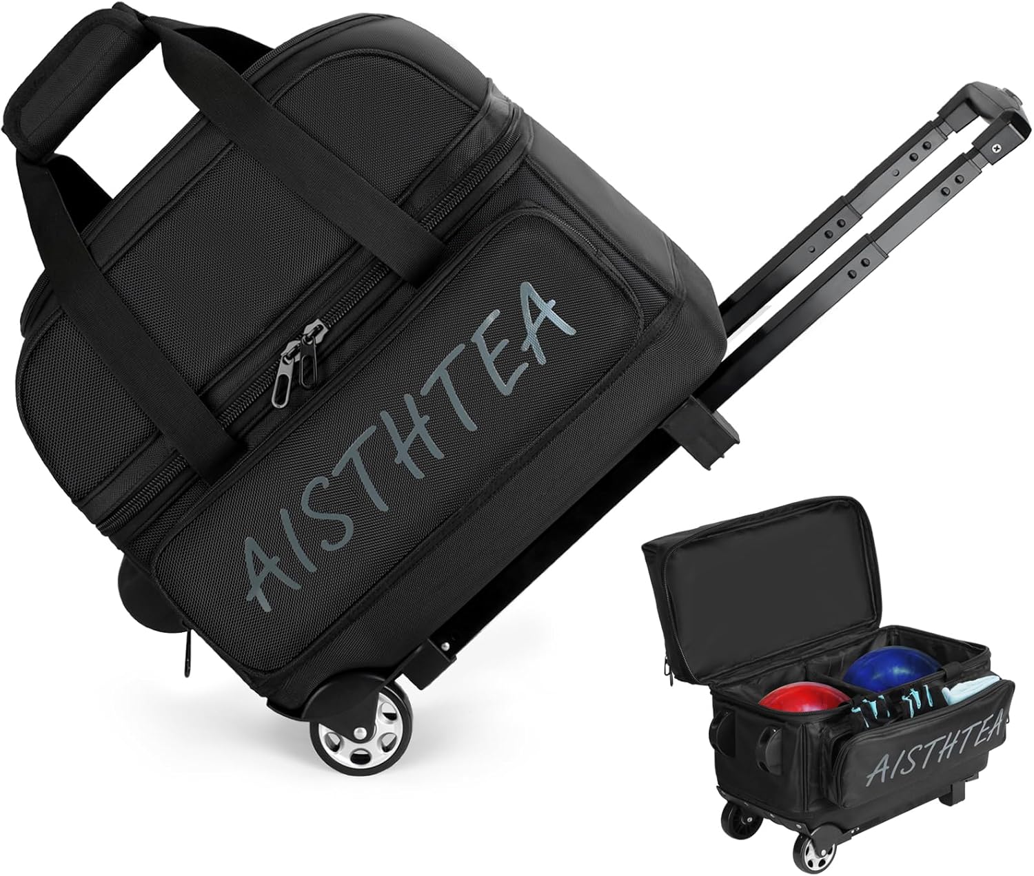 3 Ball Bowling Bag with Wheels for Easy Transport and Storage