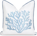 Coastal Embroidered 20in Throw Pillow Cover - Weather Resistant