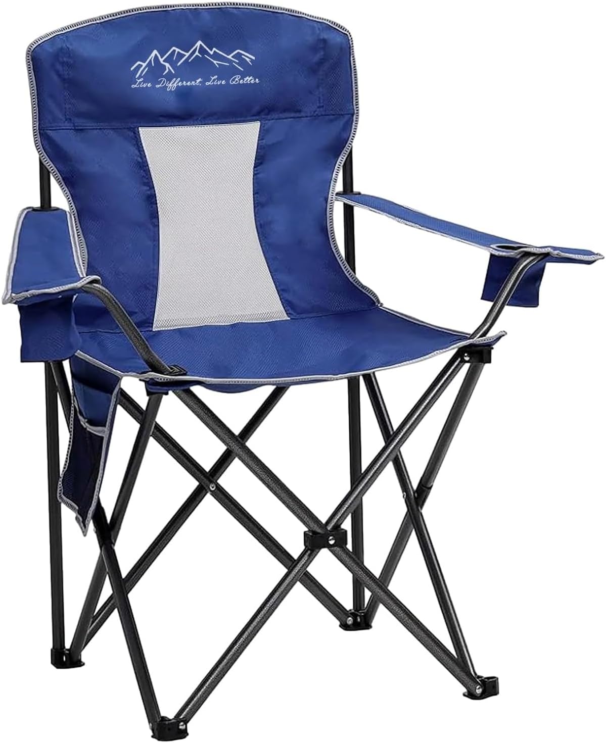 Collapsible Folding Camping Chairs with Cooler Bag and Storage