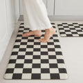 Checkered Kitchen Mats Set of 2 - Cushioned Non Slip Runner Rugs
