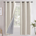 Linen Blackout Curtains 63 in Length for Bedroom - Thermal Insulated