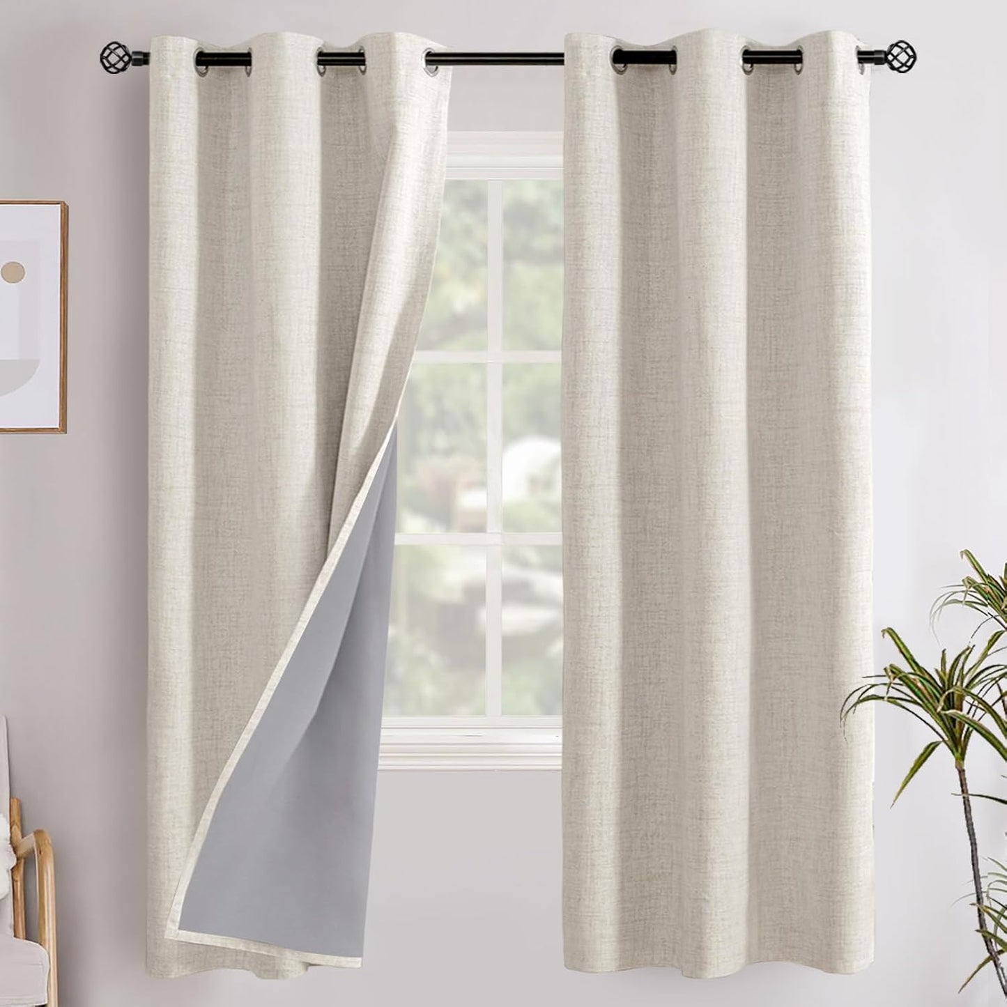 YoungsTex Linen Blackout Curtains for Bedroom and Living Room
