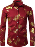 ZEROYAA Mens Hipster 3D Golden Rose Floral Slim Fit (Style KB7W)