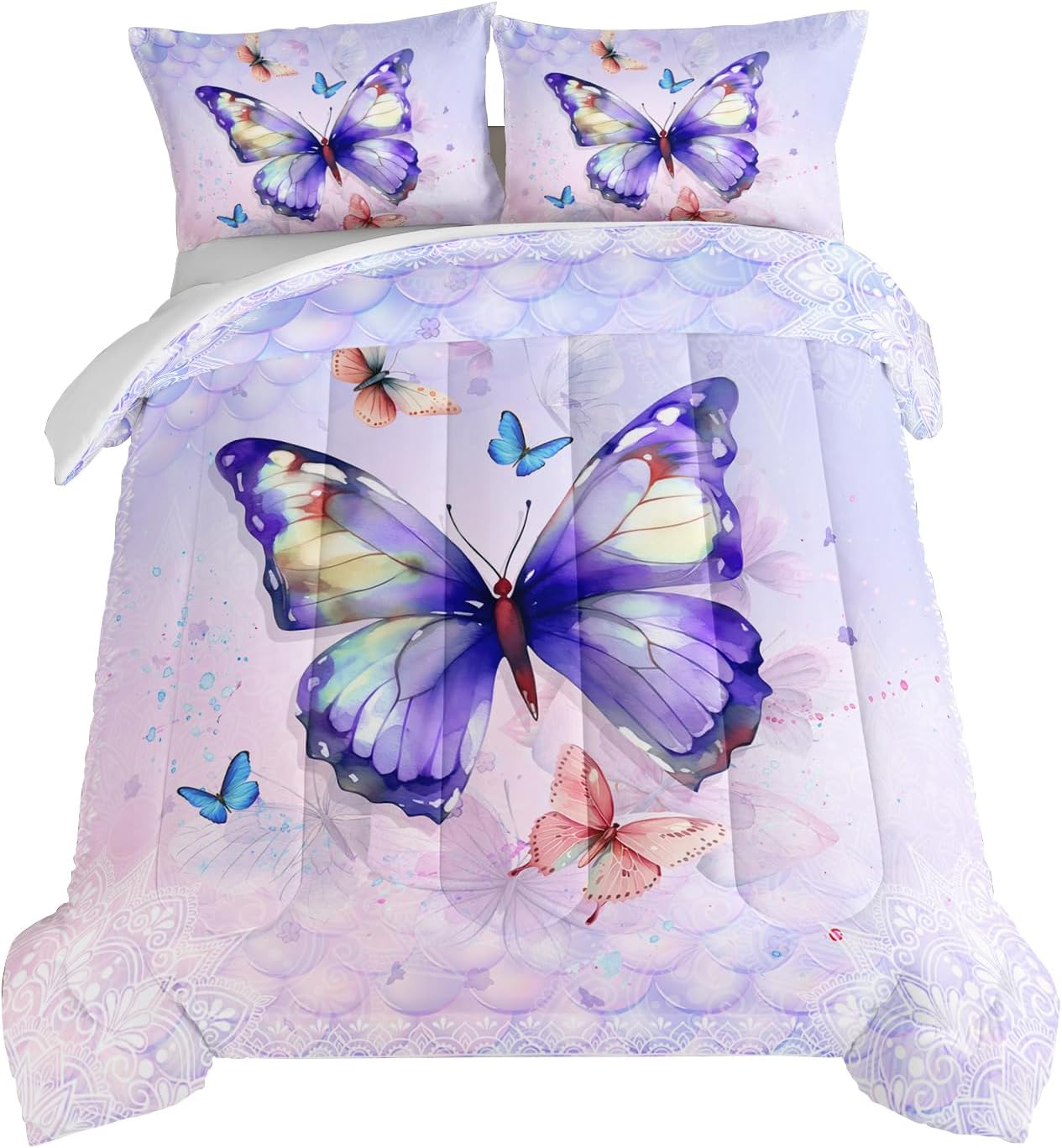 HOSIMA Butterfly King Size Comforter Set for Girls Room Decor