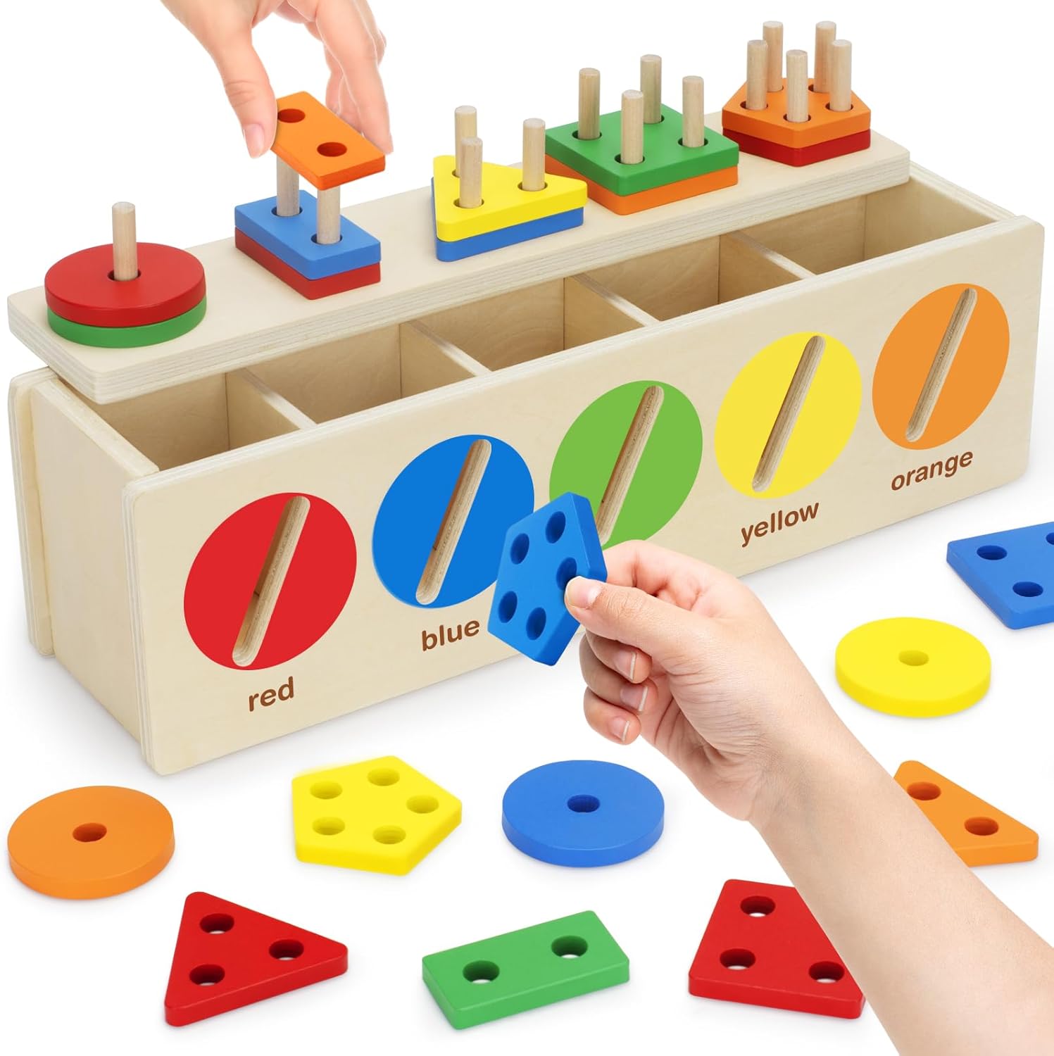 Wooden Color Shape Sorter: Early Learning Fun!