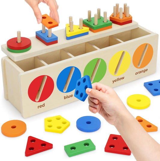 Wooden Color Shape Sorter: Early Learning Fun!