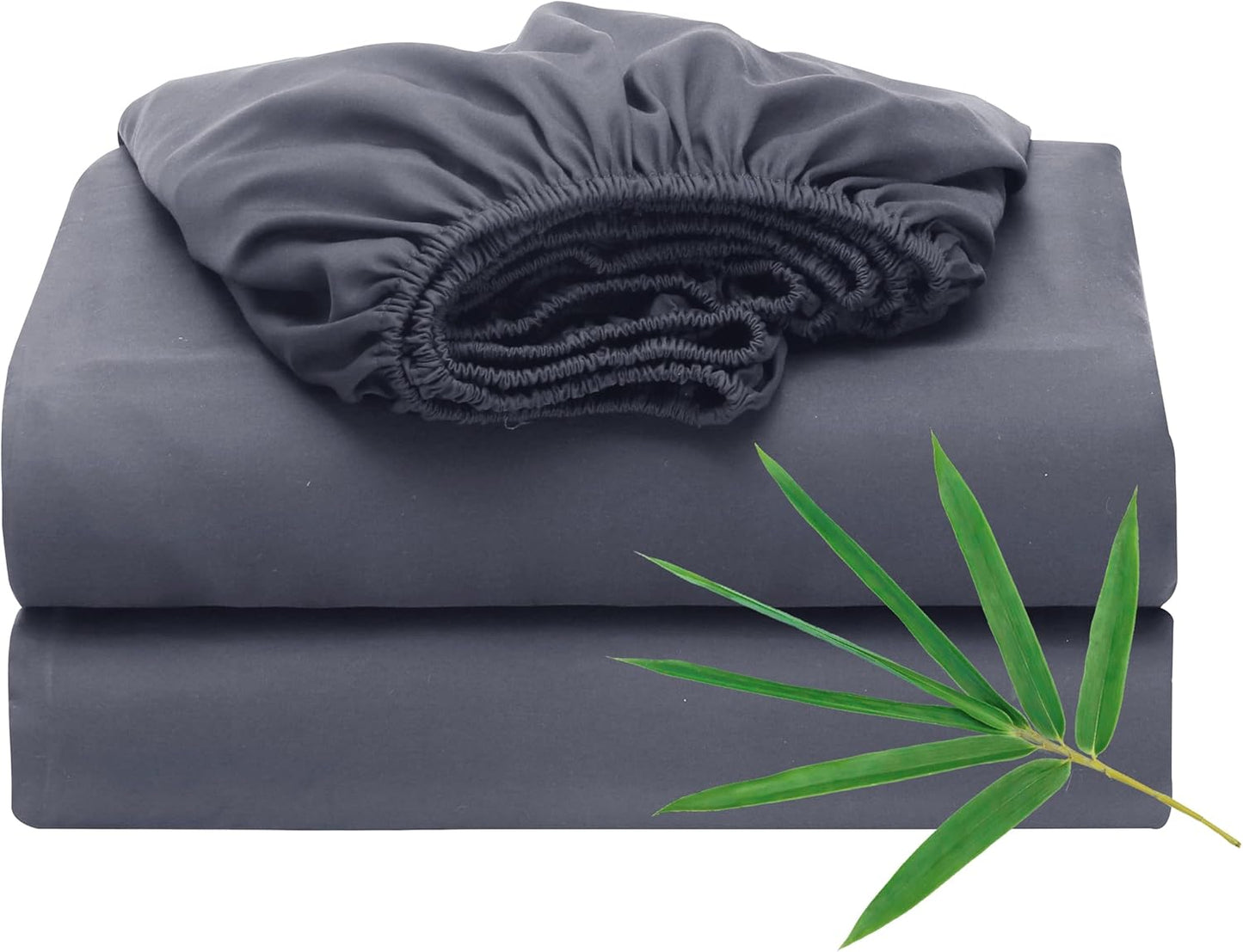 Bamboo Viscose Cooling Fitted Sheet Queen Size 2 Pack Dark Grey
