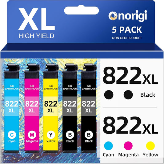 Epson 822XL Ink Cartridges 5-Pack - Superior Quality Combo
