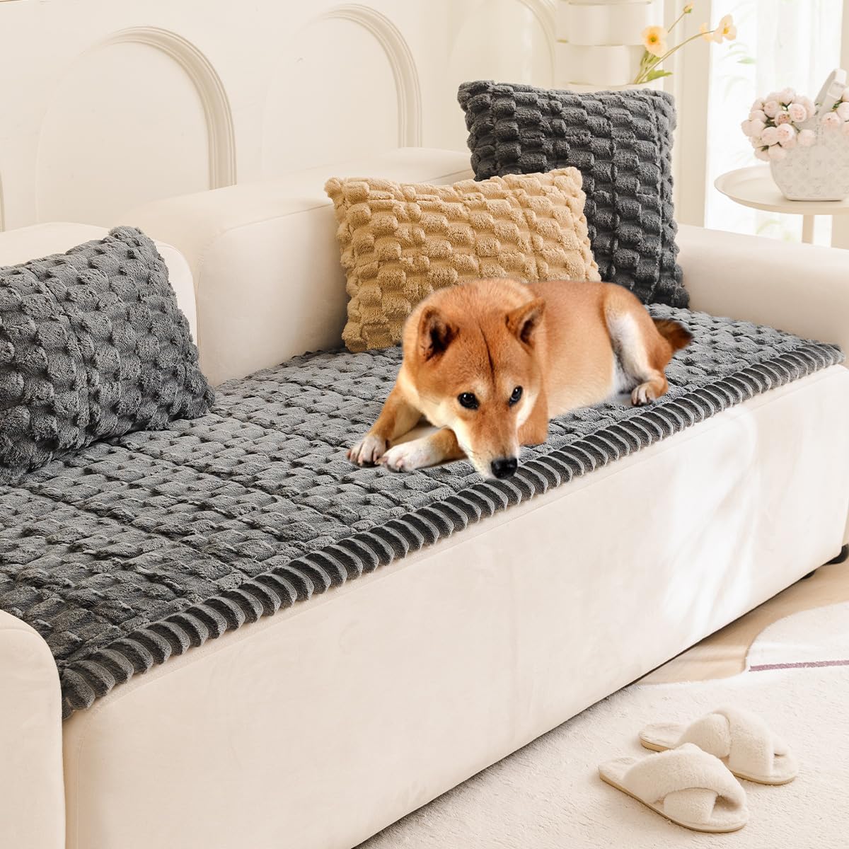Plush Pet Sofa Covers for Dogs - Washable Couch Protector