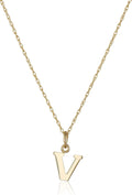 14k Gold-Filled Letter V Pendant Necklace - Polished 18in Chain
