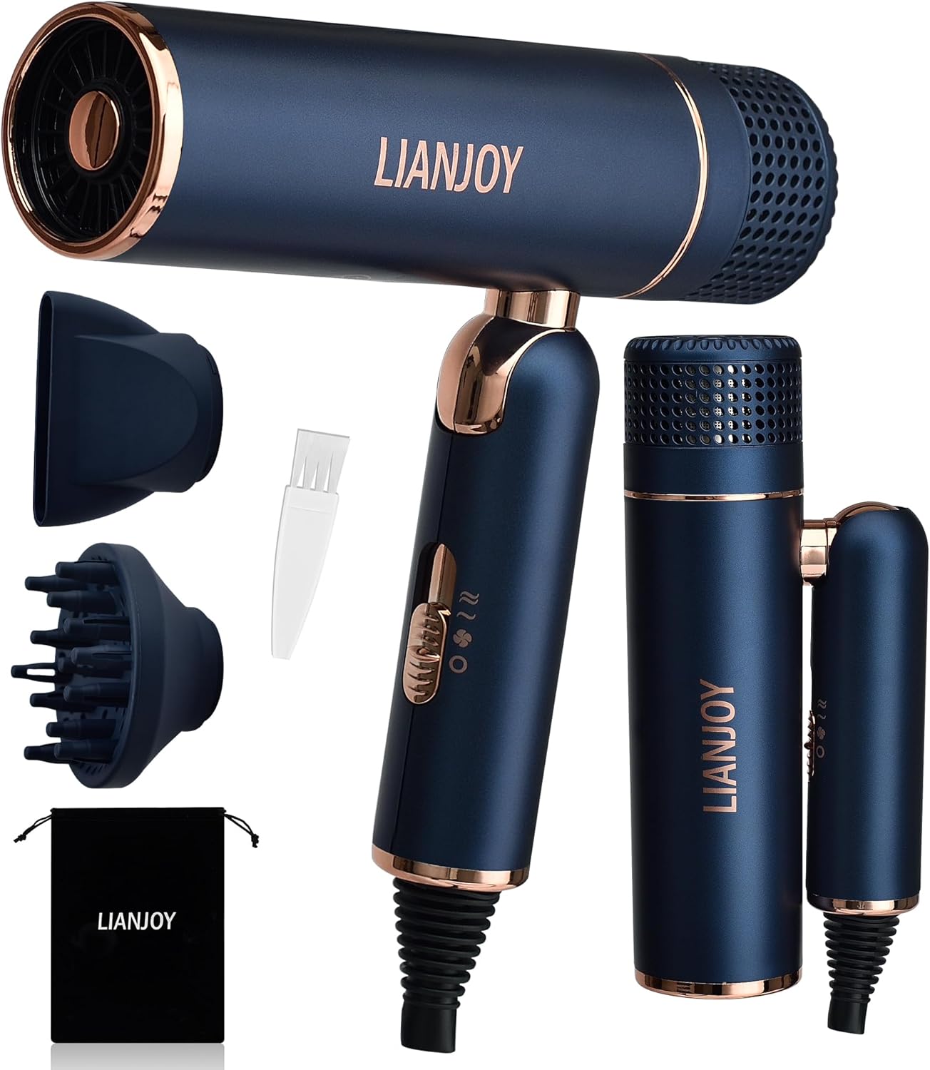 Portable Ionic Hair Dryer - Fast Drying, Professional Salon Quality - Blue