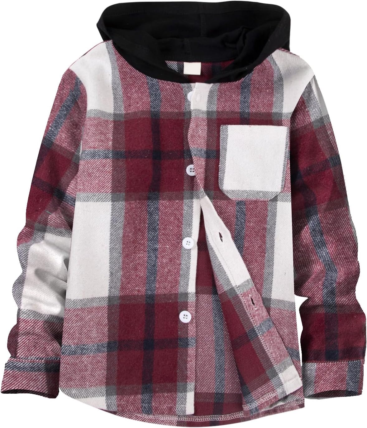 Boys Flannel Shirts Plaid Hoodie for Fall Winter Fashion