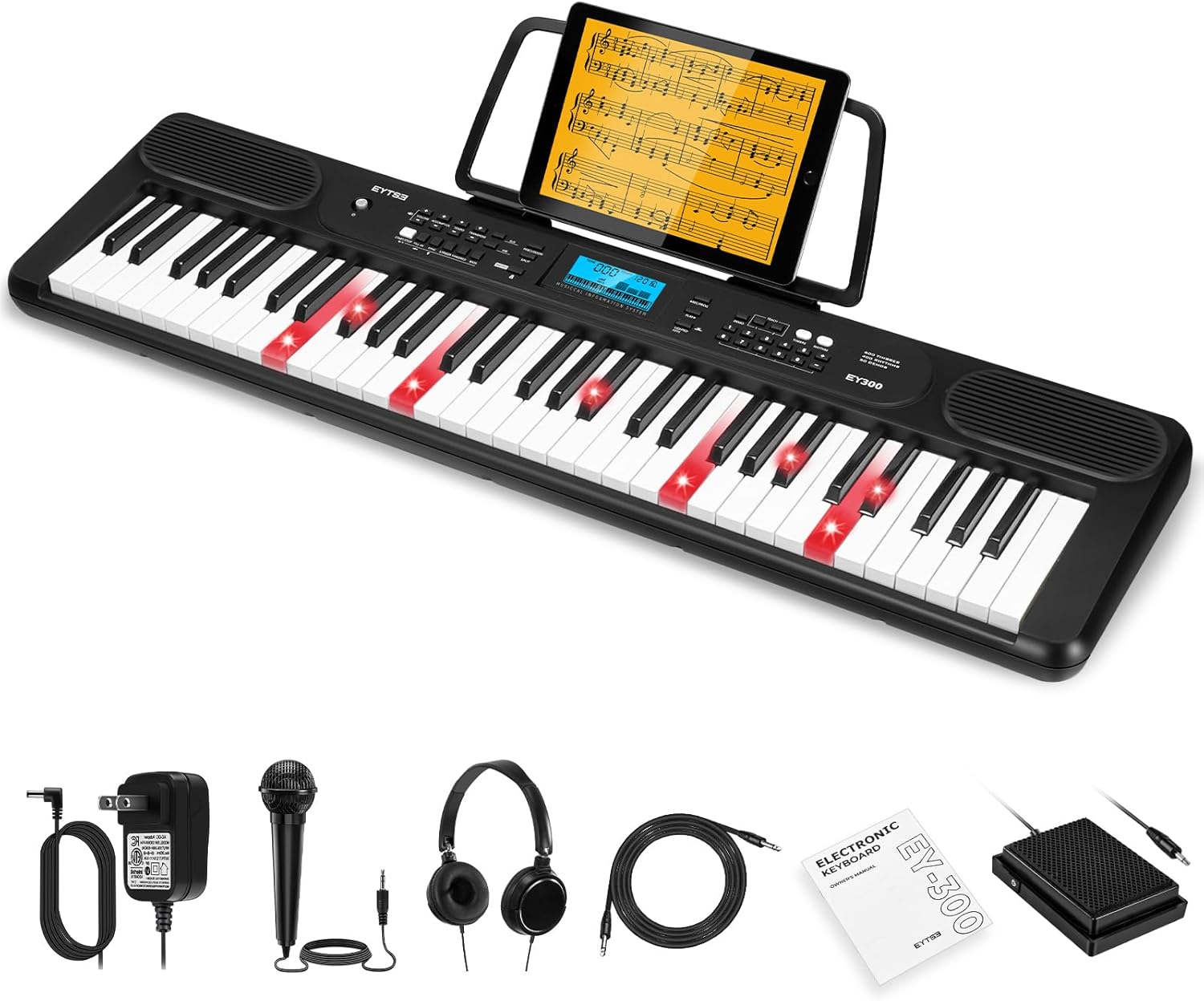 Lighted 61-Key Keyboard with 600 Tones - Ideal for Young Musicians!