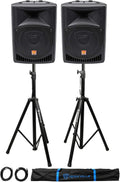 Rockville RPG8 Bundle - Powered 8in DJ PA Speakers with Stands