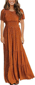 Smocked Flutter Sleeve Floral Maxi Dress - Flowy Boho Summer Fit