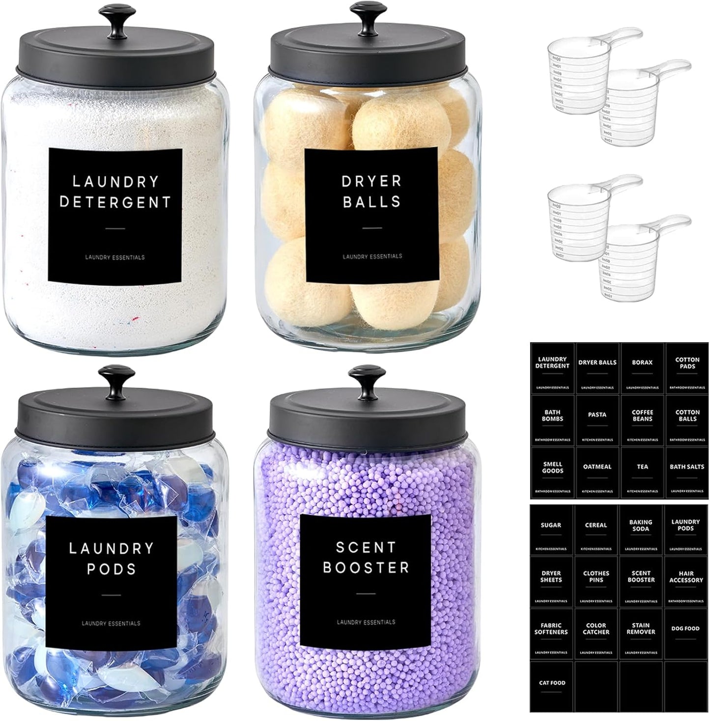Glass Jars Laundry Containers with Lid for Organized Spaces
