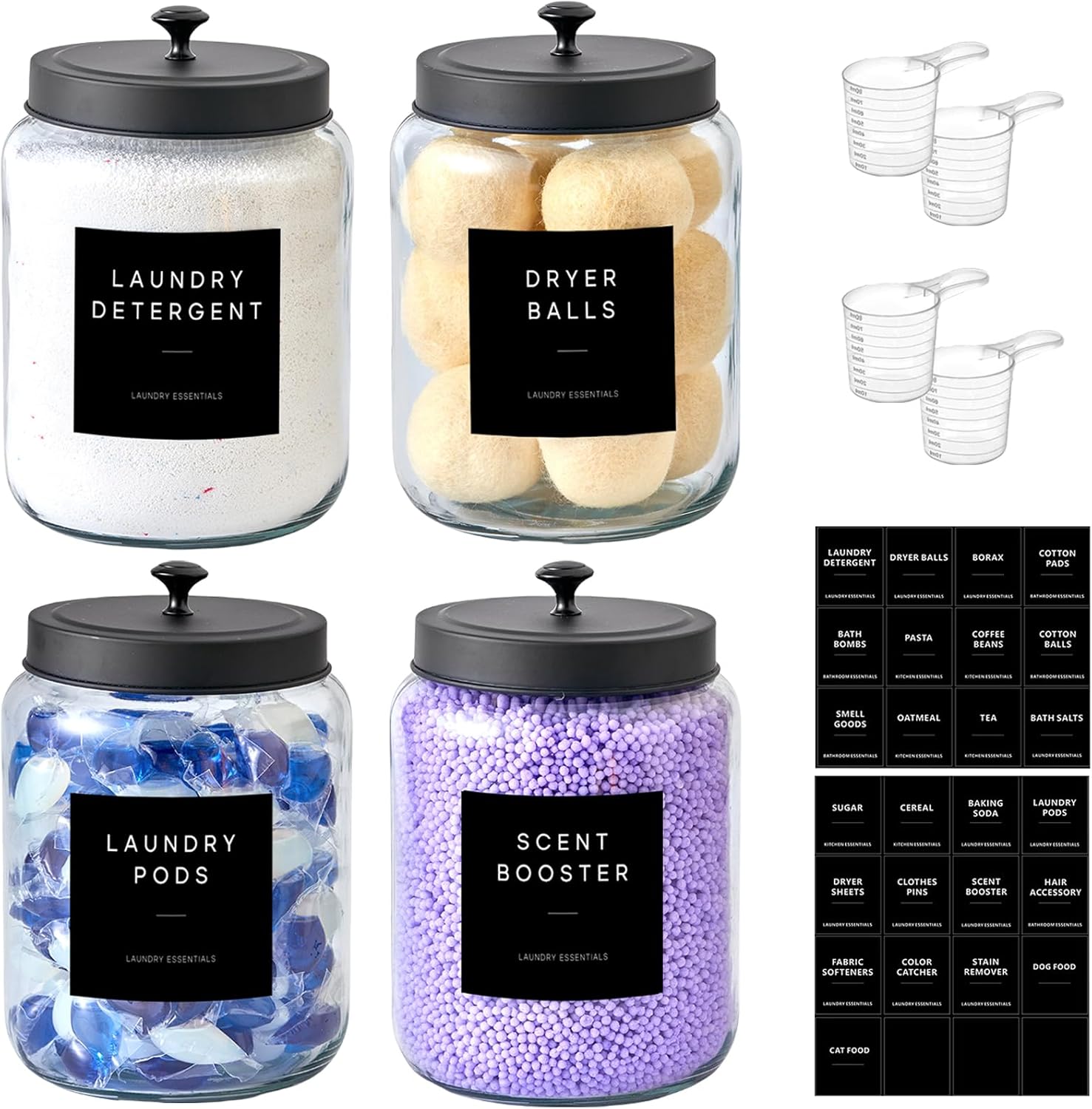 Glass Jars Laundry Containers with Lid for Organized Spaces
