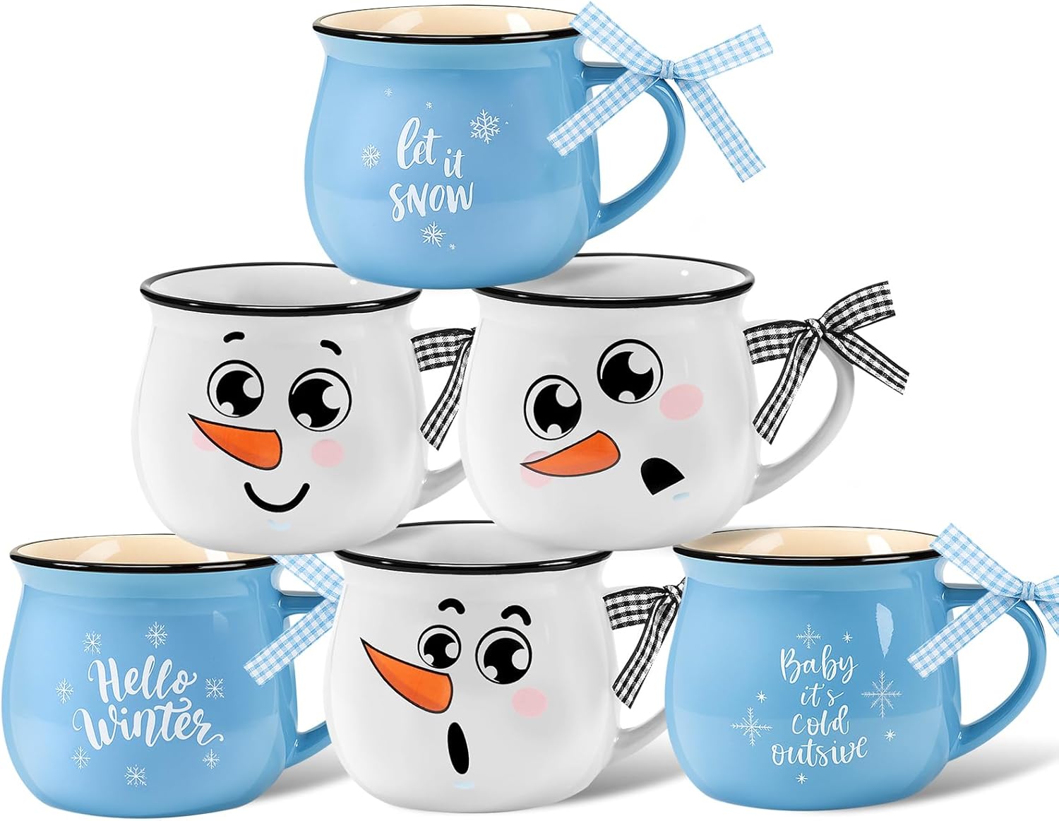 Zubebe Winter Ceramic Coffee Mugs Set for Holiday Decor