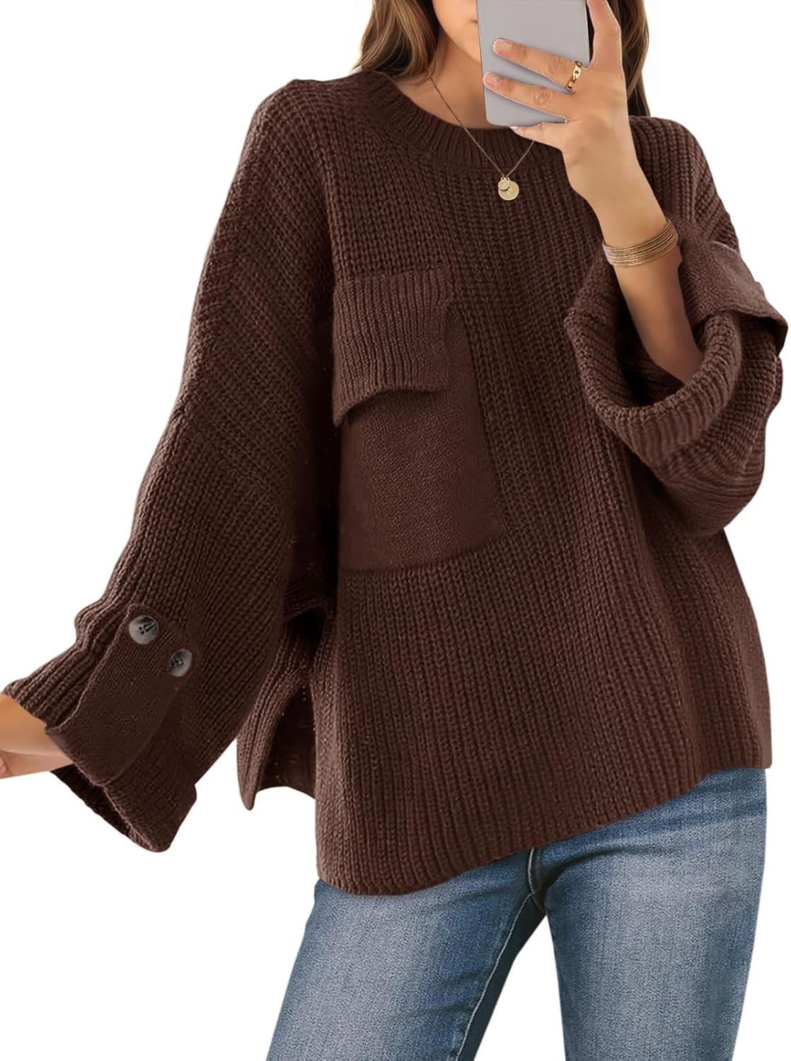 Oversized Chunky Ribbed Knit Sweater for Women - Trendy Pullover