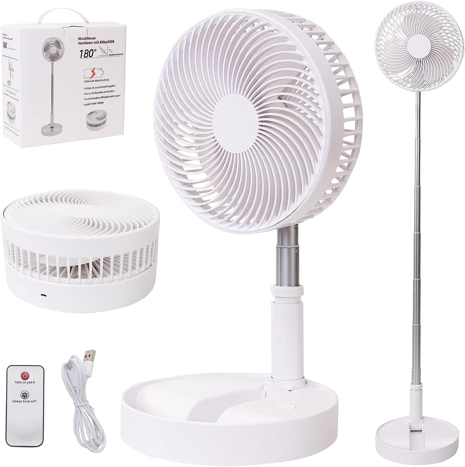 LOREAD Portable Desk Fan: Adjustable Height, Remote Control, 4 Speeds