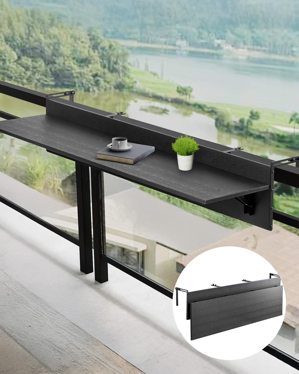 VEVOR Balcony Hanging Table for Railings, Space-Saving Design