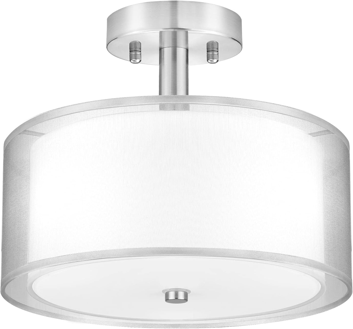FOLKSMATE Silver Semi Flush Mount Ceiling Light Fixture
