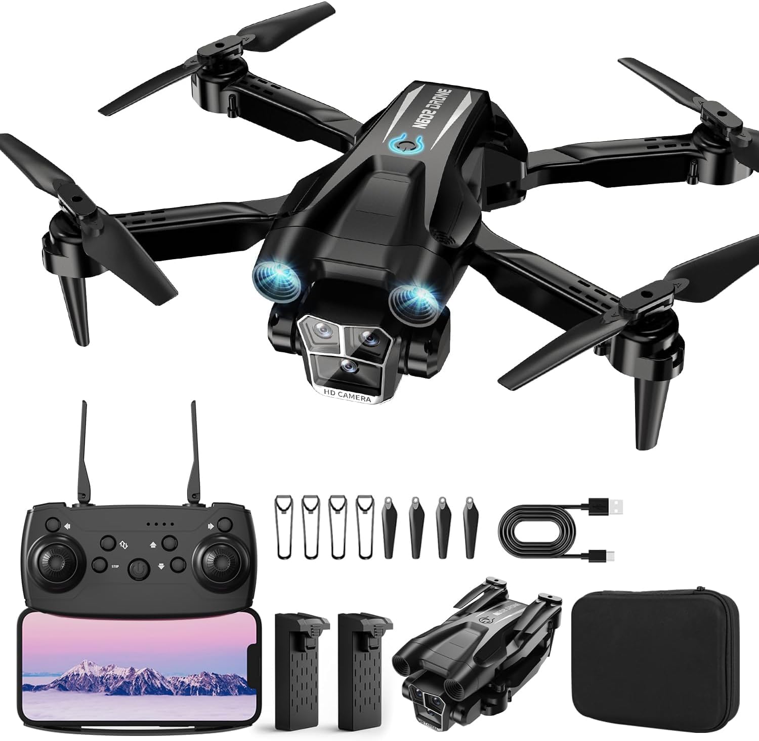 Drone with Camera 1080P HD for Beginners and Kids - Black