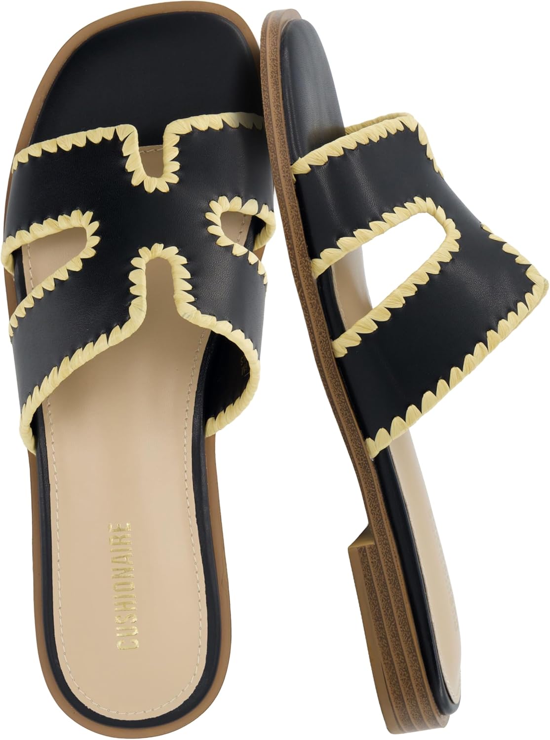 CUSHIONAIRE Voyage Cutout Strap Slides for Women - Trendy Sandals