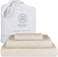 Twin XL Cotton Sheet Set Beige - 300 TC Jacquard Sateen
