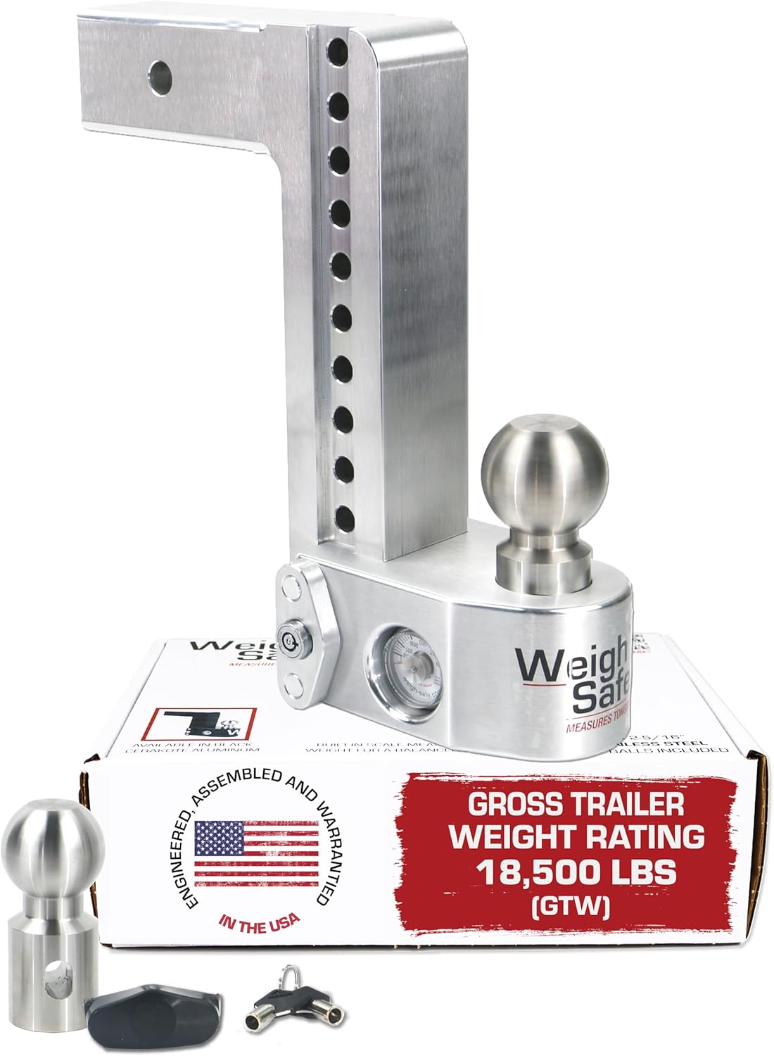 Weigh Safe Aluminum Adjustable Trailer Hitch with Scale Feature