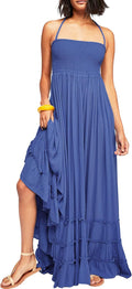 R.Vivimos Womens Summer Boho Backless Long Dresses - Flowy Beach Dress