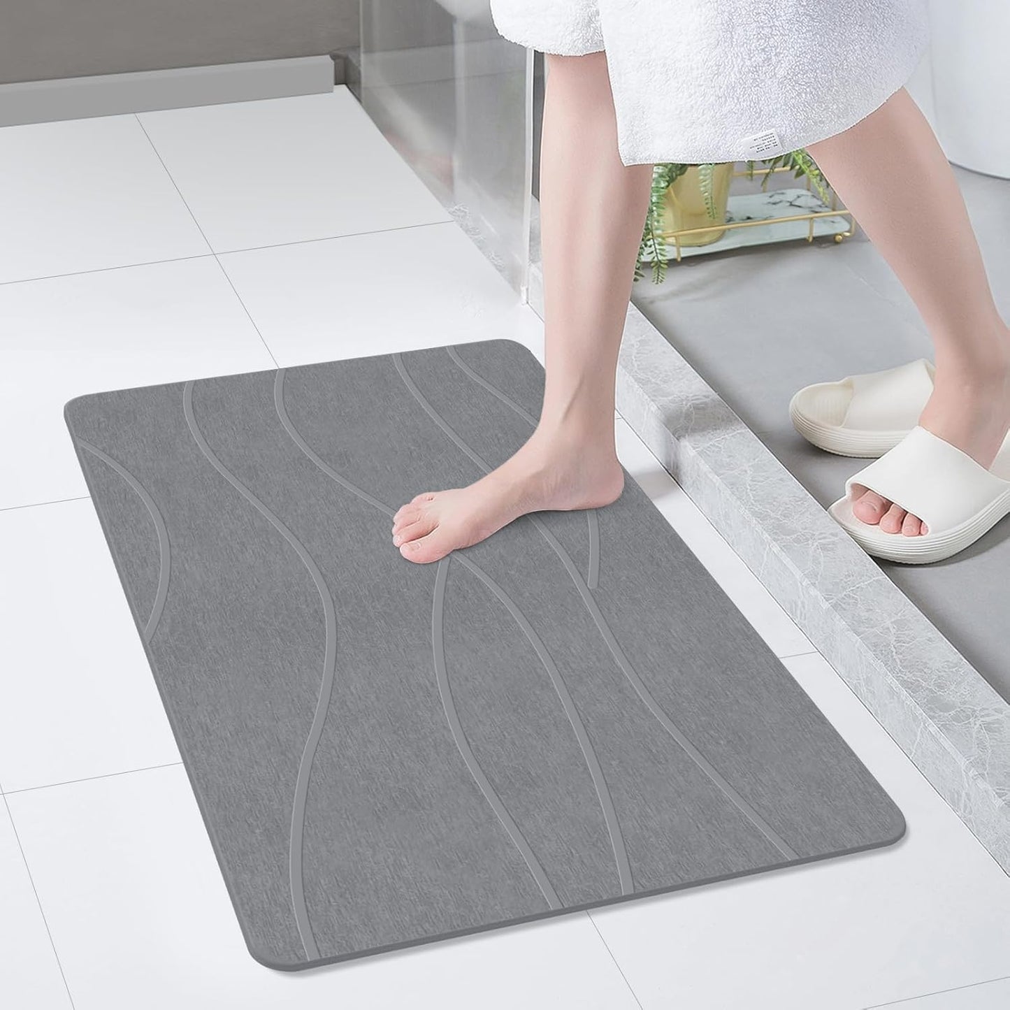Extra Large Stone Bath Mat for Quick Drying and Safety