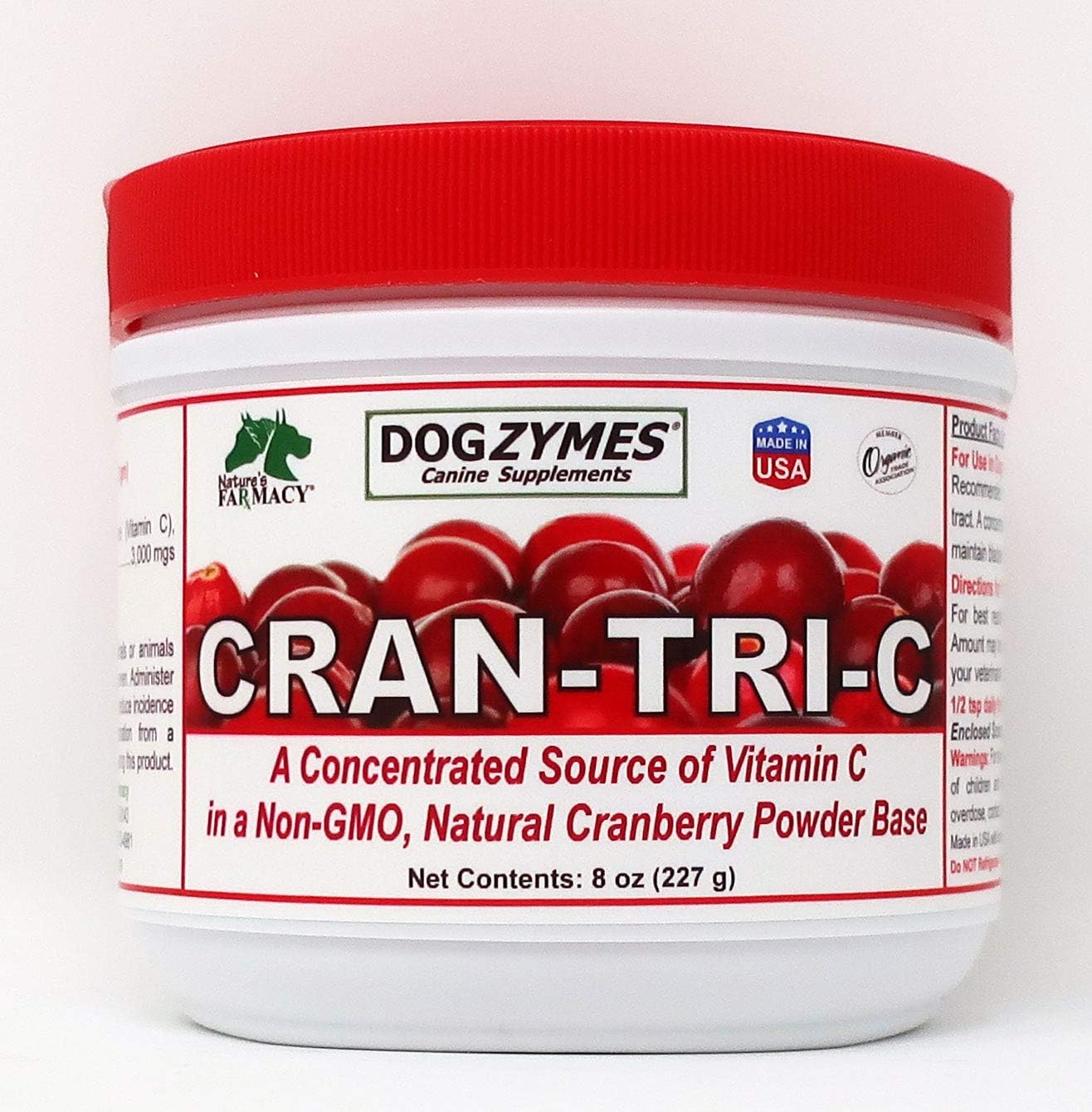 Dogzymes Cran Tri C Urinary Tract Support for Pets 8 Ounce