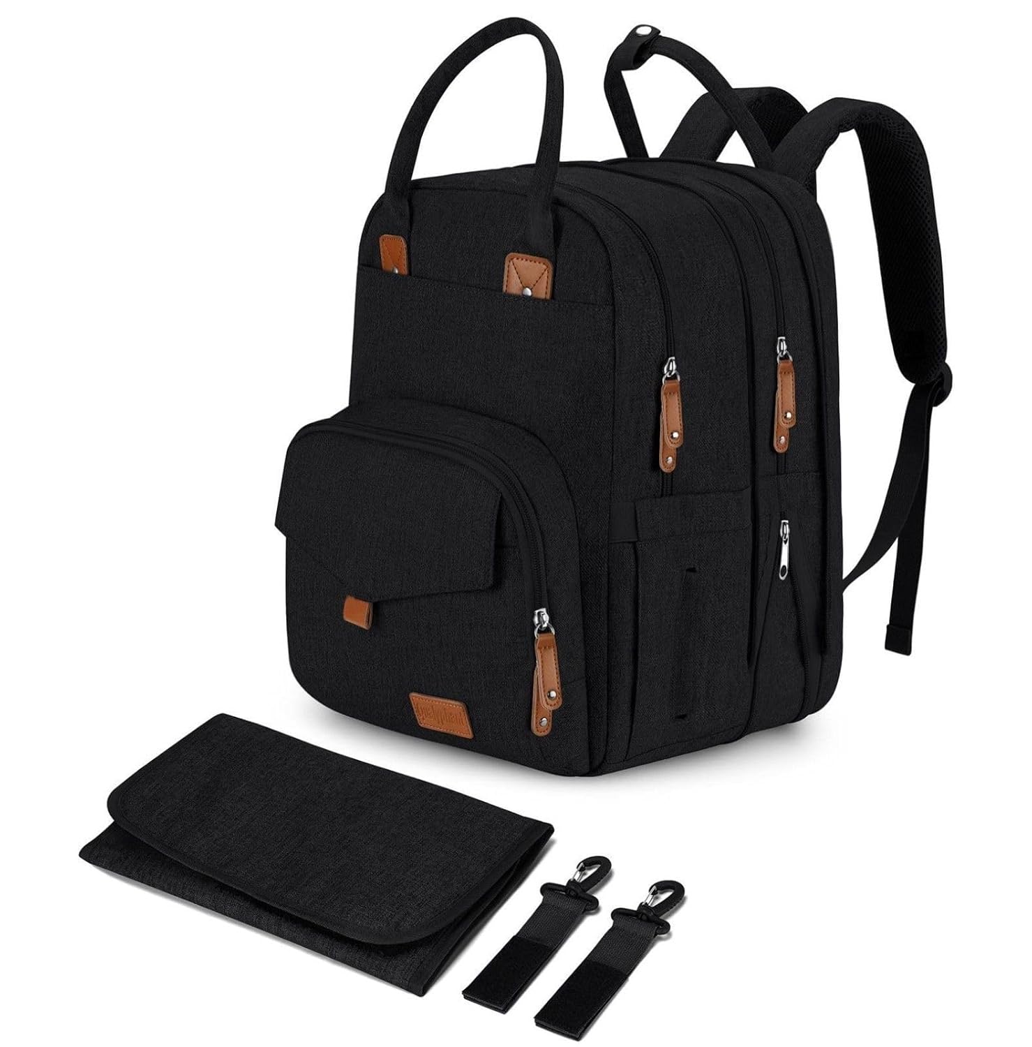 Large Expandable Diaper Bag Backpack for Twins - Unisex Black