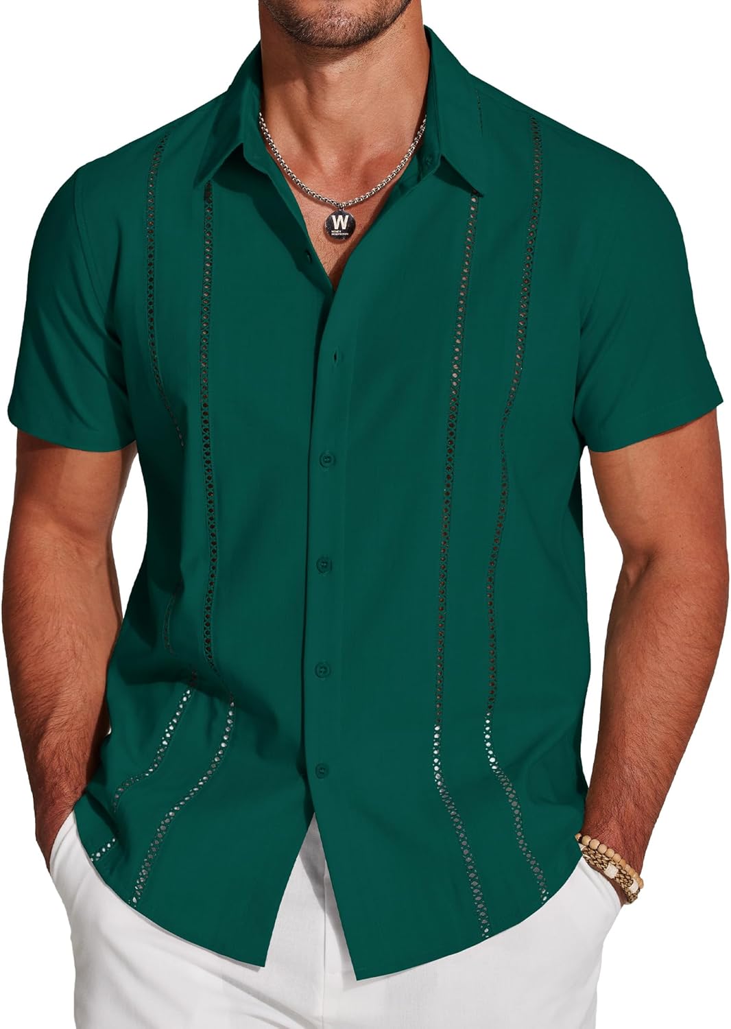 COOFANDY Men's Cuban Guayabera Shirt for Summer Style
