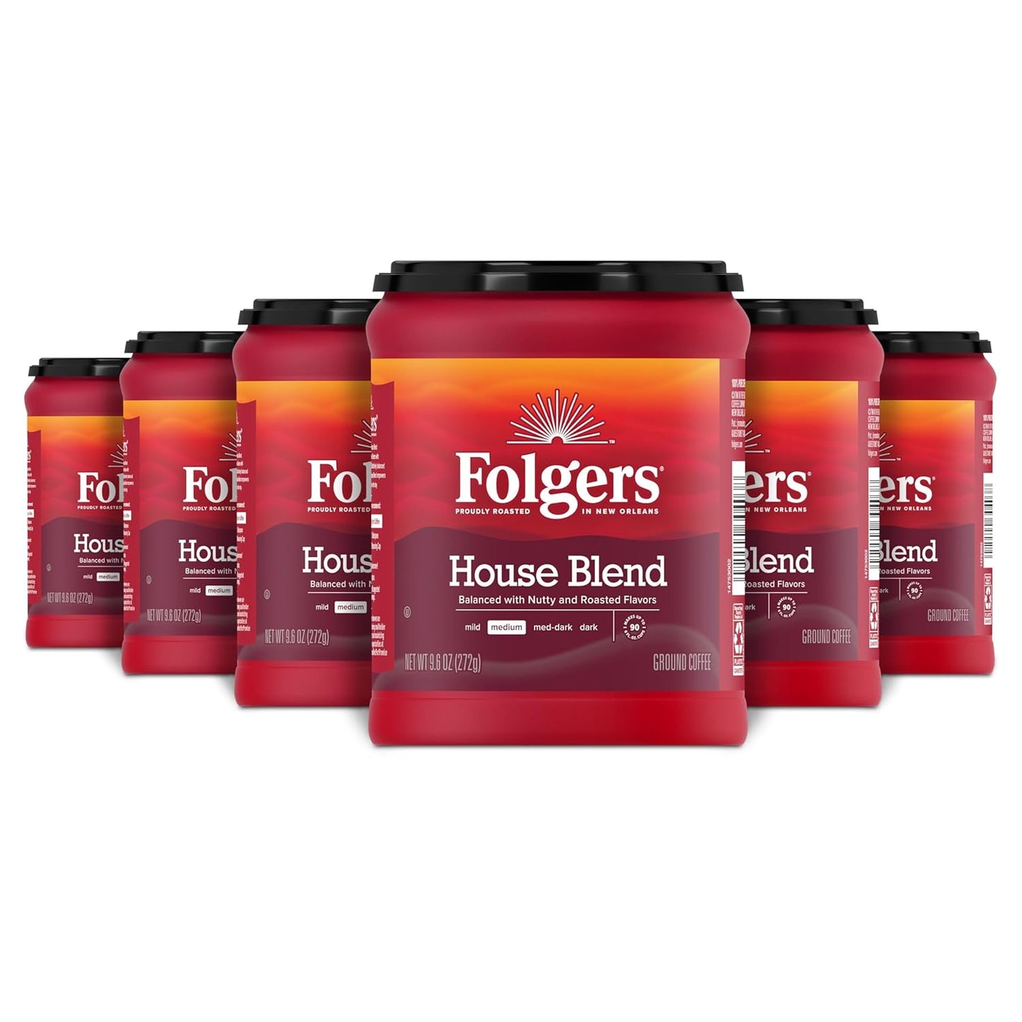 Folgers House Blend Medium Roast Ground Coffee, 6 Pack