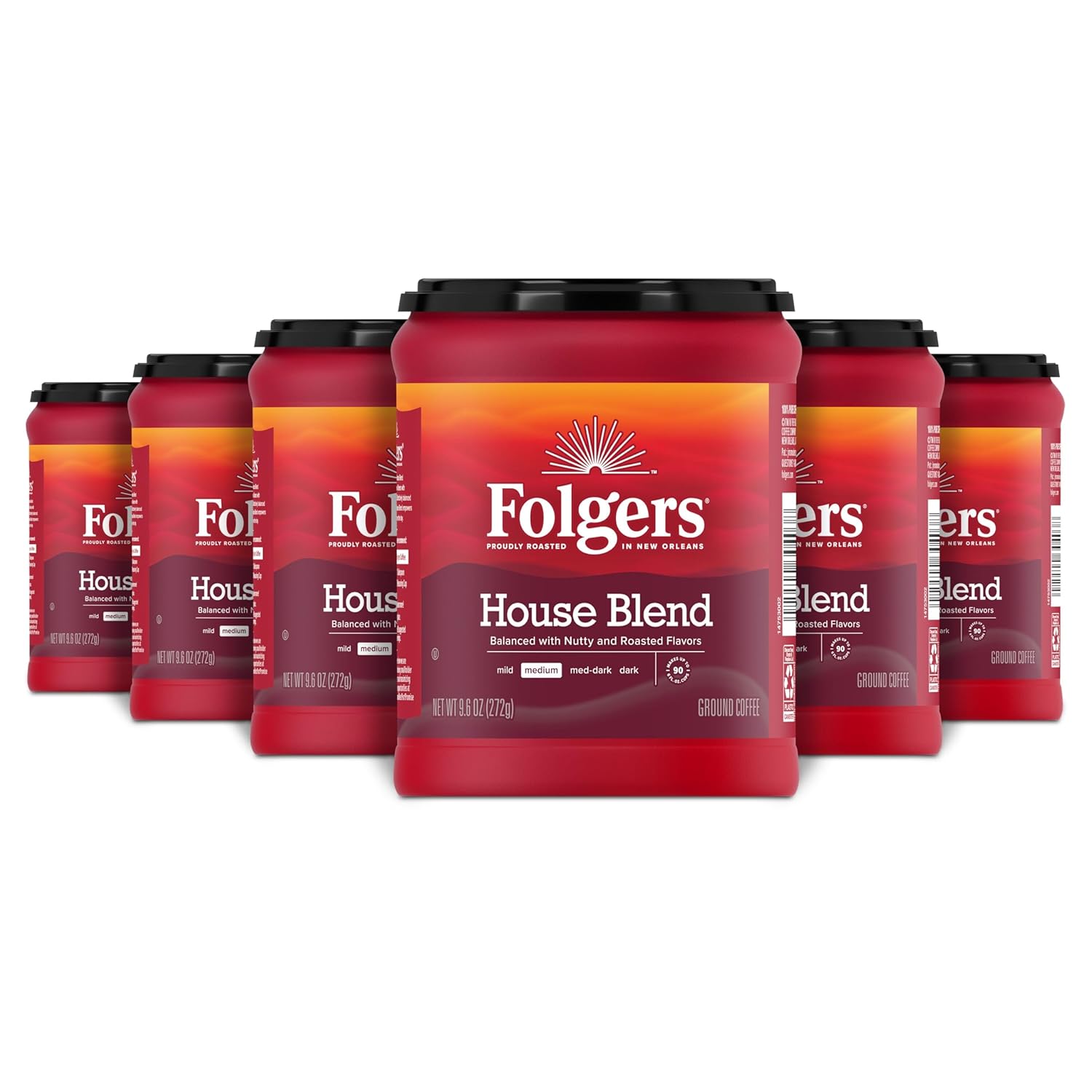 Folgers House Blend Medium Roast Ground Coffee, 6 Pack