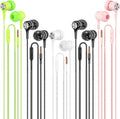 Wired Earbuds with Microphone 5 Pack - Heavy Bass, Comfortable Fit