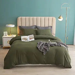 AOJIM Duvet Cover Set Army Green, Soft Microfiber Twin Size