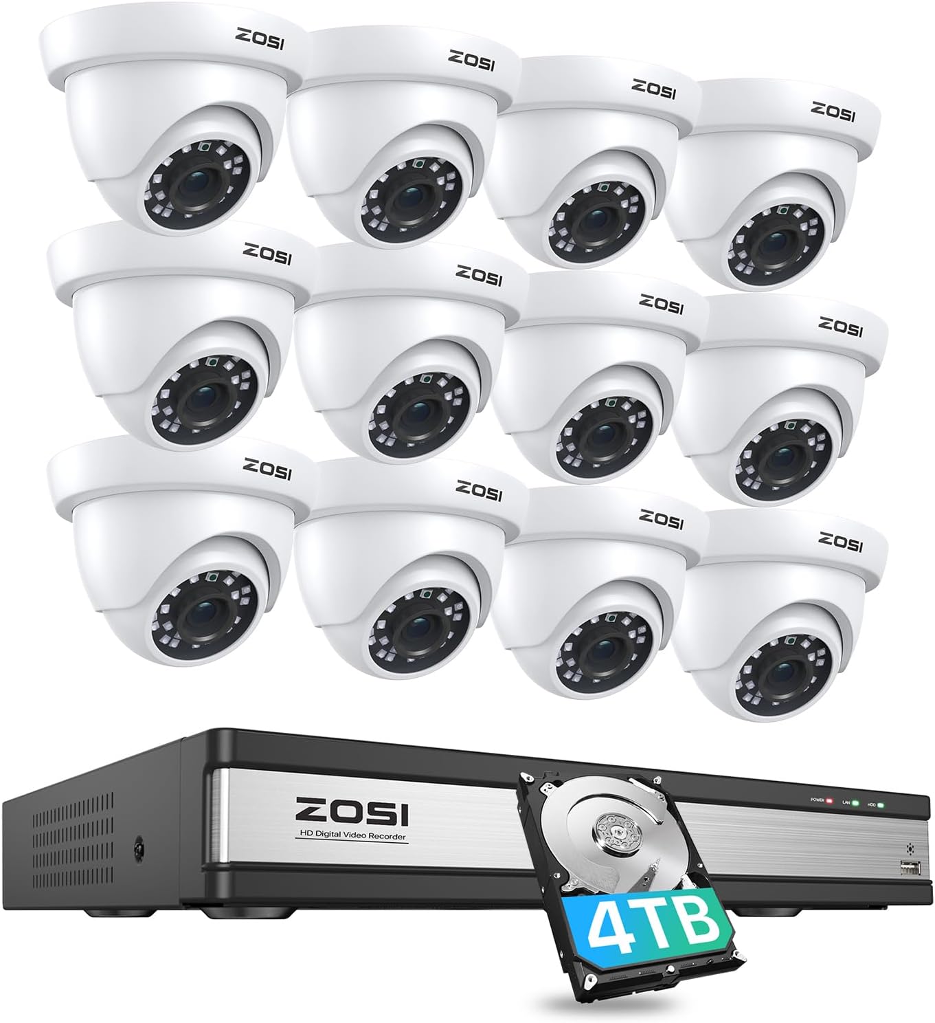 ZOSI 1080p 16 Channel Security Camera System with AI Detection