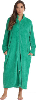 Just Love Plush Zipper Lounger Solid Robe - Supremely Cozy Zip Front
