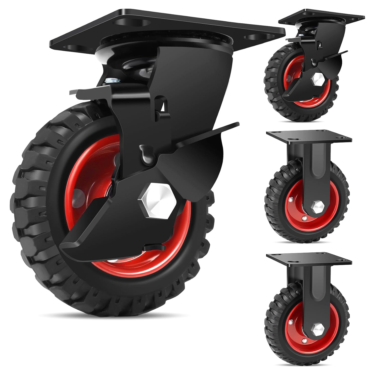 5 Inch Heavy Duty Caster Wheels Set for Workbench and Dolly