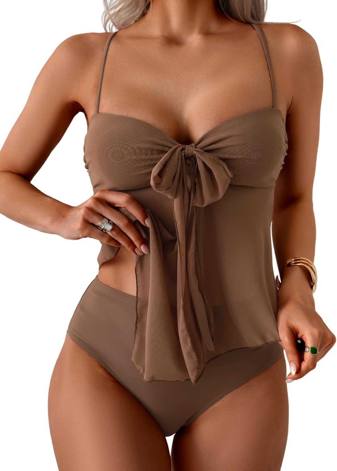 B2prity Womens Mesh Tankini Swimsuits for Stylish Summer Fun