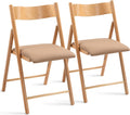 HOMEFUN Wooden Folding Chairs with Padded Cushion for Comfort
