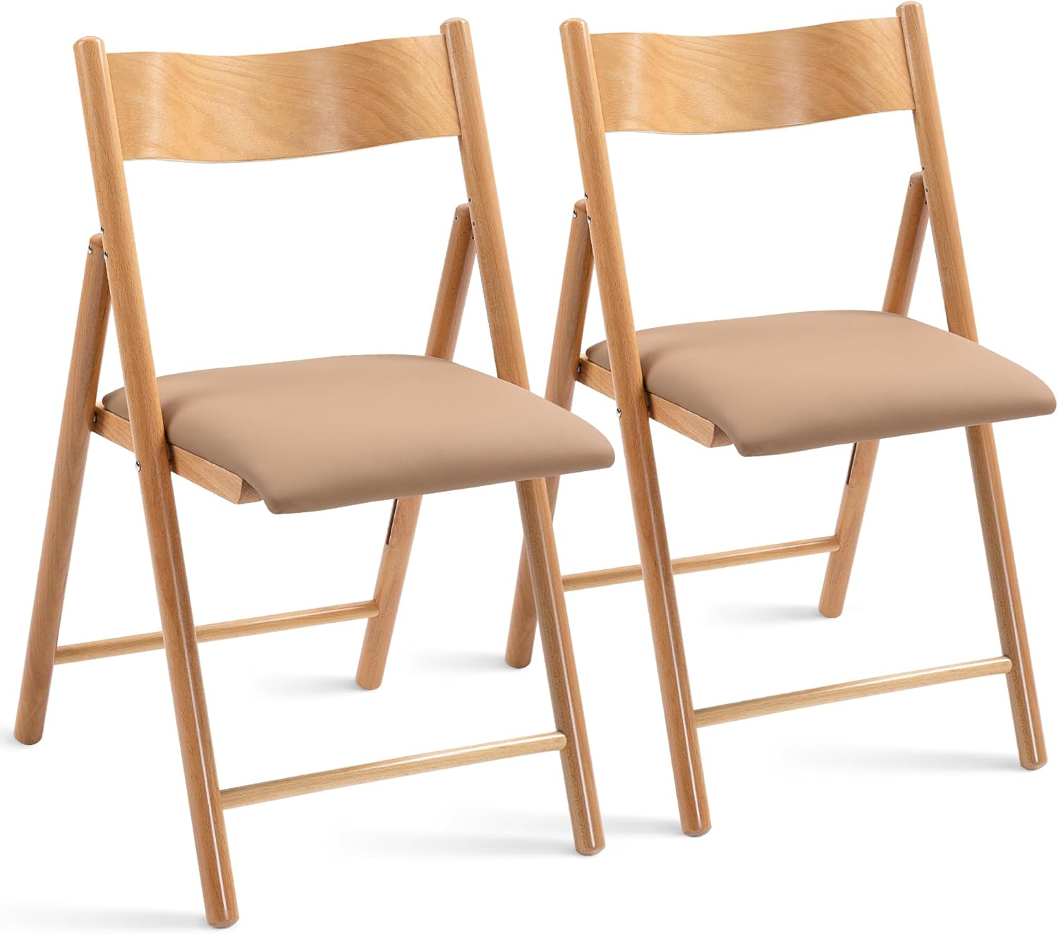 HOMEFUN Wooden Folding Chairs with Padded Cushion for Comfort