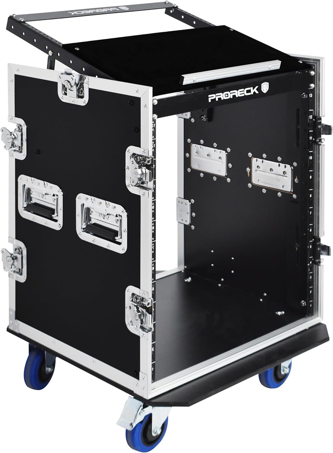 PRORECK 14U Rack Case with Slant Mixer Top and Casters